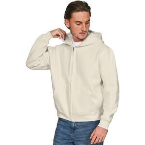 Casual Classics Unisex Adult Combed Cotton Oversized Full Zip Hoodie / Ecru